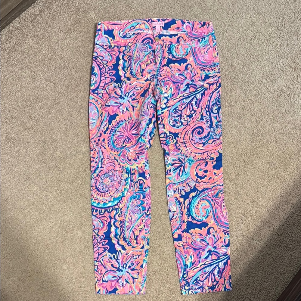 Lilly Pulitzer Pink and Blue Paisley Pants